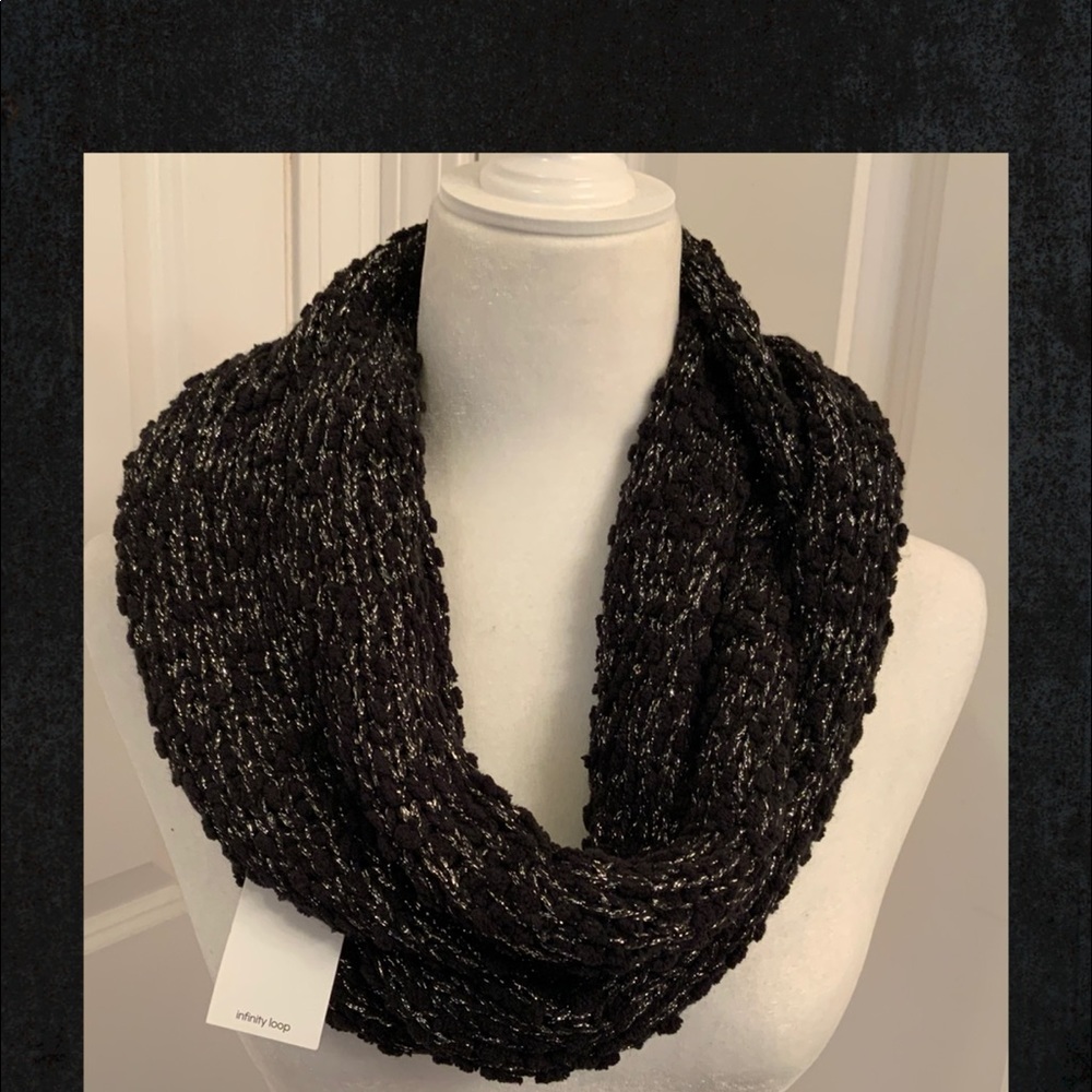 Calvin Klein Infinity Scarf - Black & Silver NWT